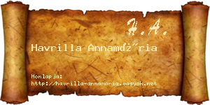 Havrilla Annamária névjegykártya